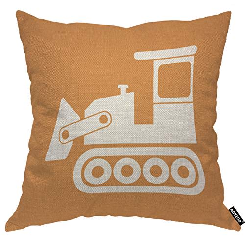 AOYEGO Crane Throw Pillow Cover Truck Heavy Grader Machine Icon Silhouette Digger Icon Industry Cartoon Pillow Case 18x18 Inch Decorative Men Women Room Cushion Cover for Home Couch Bed