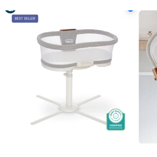 HALO - BassiNest Luxe Vibrating Bassinet, Bedside Sleeper - white