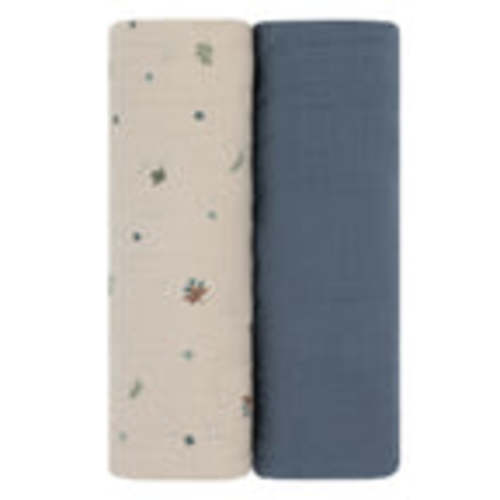 2 Pack Cotton Muslin Swaddle Blanket - Blue Garden Flower – Ely's & Co.