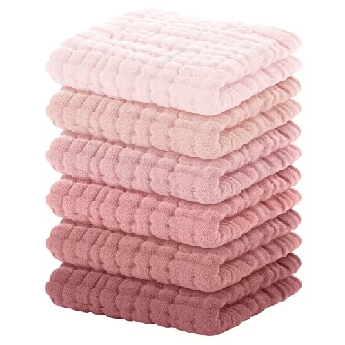 Amazon.com: Yoofoss Muslin Baby Washcloths 100% Organic Cotton Face Towels 6 Pack Wash Cloths for Baby 12x12in Soft and Absorbent Baby Wipes (Gradient Pink)