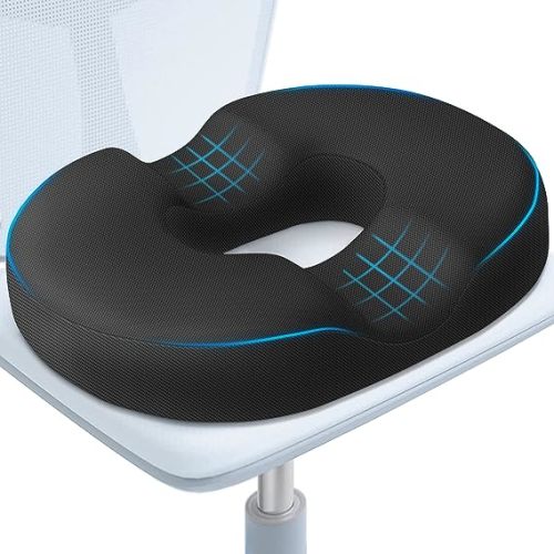 BlissTrends Donut Pillow Seat Cushion,Donut Chair Cushions for Postpartum Pregnancy & Hemorrhoids,Tailbone Pain Relief Cushion,Memory Foam Lifting Cushions for Office&Home Chairs (Black)
