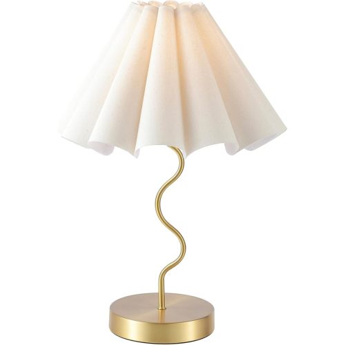 Pleated Table Lamp, Table Lamp for Bedroom, Bedside Lamps for Nightstand with Linen Lampshade, Modern Lamp for Bedroom Home Office Decor