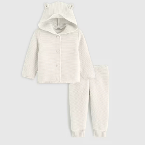 100% Organic Cotton Sweater Set in White