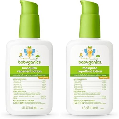 Babyganics Mosquito Repellent Lotion, Made with Plant and Essential Oils, Non-Greasy, 4oz (Pack of 2)