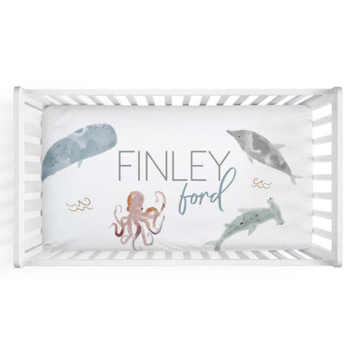 Sea Life Personalized Crib Sheet