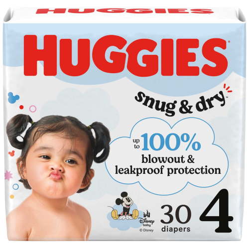 Huggies Snug & Dry Baby Diapers, Size 4 (22-37 lbs), 30 Ct (Select for More)