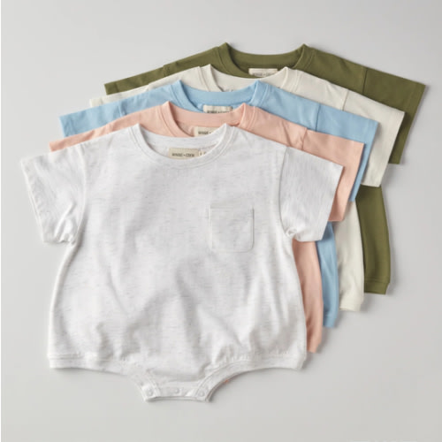 Cory Pocket Romper in Heather Grey