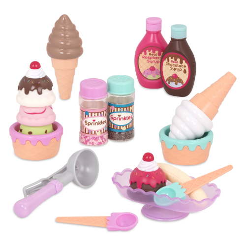 Battat Pretend Play Ice Cream Scoop and Serve Set for Kids, Sweet Treats Parlour Playset, 21 Pieces