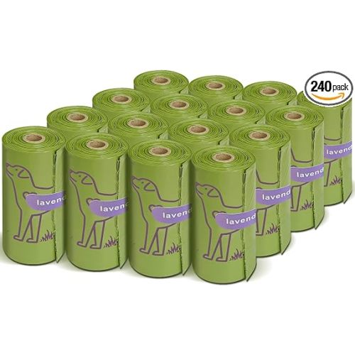 240 Count Lavender Scented 13” x 9” Dog Poop Bags Rolls