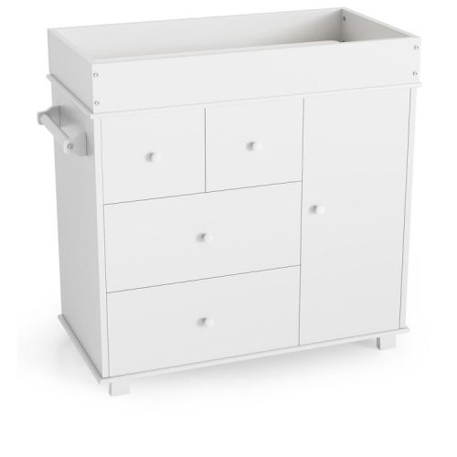 Changing Table Dresser, Nursery Baby Dresser with 3 Drawers and a Cabinet, Modern Diaper Changing Station for Bedroom, Kids Room