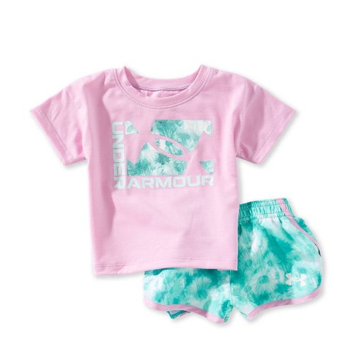 Under Armour Baby Girls Short Sleeve Printed T-Shirt & Blur Printed Microfiber Shorts Set