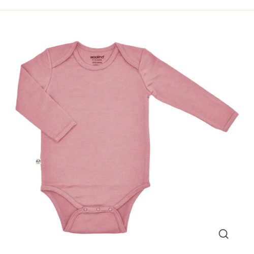 Baby Bodysuit, Long Sleeve, Merino Wool, Blush