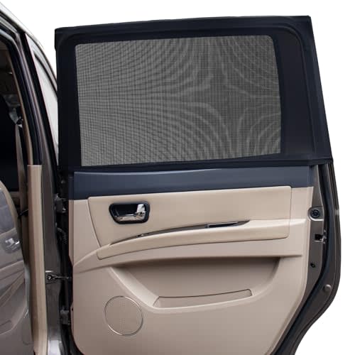 PEYOU Car Window Shades for Baby 2 Pack, Stretchable & Breathable Spandex Rear Side Car Sun Shade for Camping, Blocks UV Rays & Sun Glare for Kids/Adults/Pets - 44.9"X25.6" Fits 99% Cars