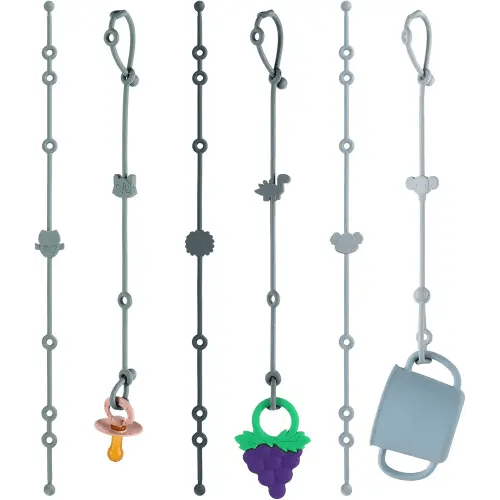 Slotic 6-Pack Baby Toy Straps, Silicone High Chair & Stroller Straps, Toddler Bottle & Car Seat Accessories, Baby Travel Essentials with Pacifier Clips