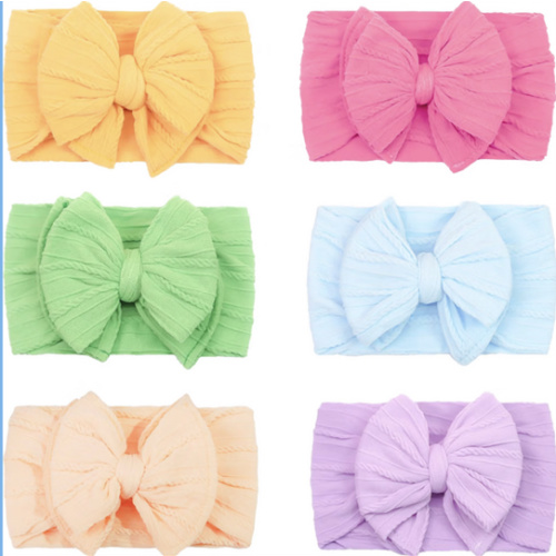 6 Pcs Super Stretchy Soft Handmade Headbands with Double Bows Head Wrap Nylon Hair Accessories For Newborn Baby Girls Infant Toddlers Kids(Green)