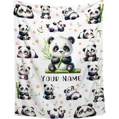 Custom Panda Blanket,Personalized Baby Panda Blanket,Soft Cozy Personalized Name Blankets for Kids, Baby Gift Blankets for Birthday,30"x40"-Toddler Size for Baby/Pet