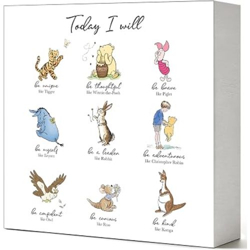 Winnie Room Decor, Today I Will Classic Pooh Wooden Decoration