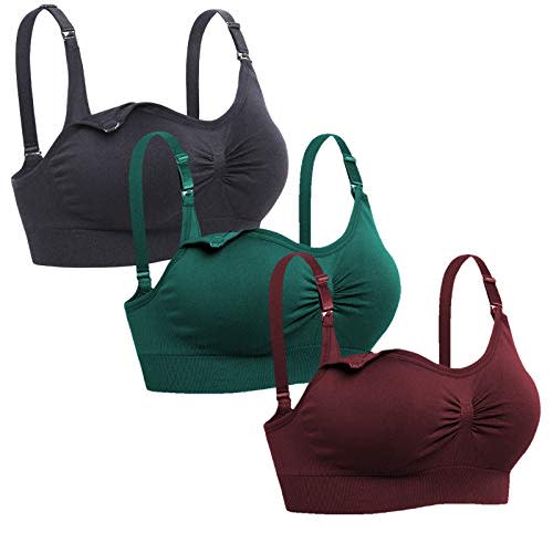 Lataly Womens Seamless Nursing Bra Sleeping Maternity Bralette for Breastfeeding Pack of 3