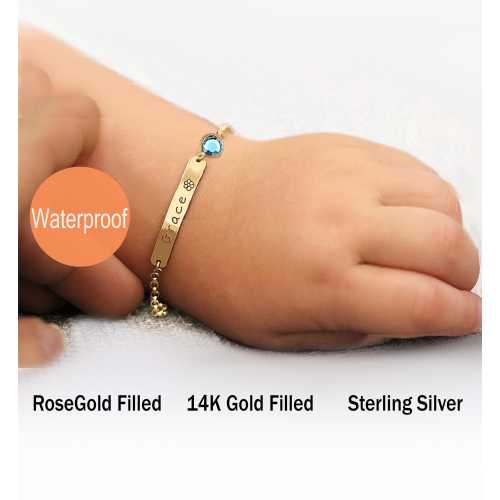 Baby girl Bracelet Gold, Silver, Toddler Bracelets, Baby Bracelet Girl, Personalized Baby Boy Gift Ideas, Baby Name Bracelet Gold, Baby ID