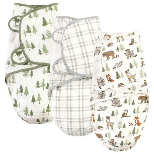 Hudson Baby Cotton Swaddle Wrap, Forest Animals, 0-3 Months