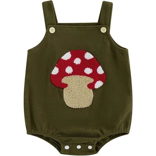 Lesimsam Newborn Baby Boy Girl Clothes Embroidered Corduroy Overall Bubble Romper Sleeveless One-Piece Suspender Jumpsuit