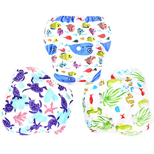 Langsprit 3 Pack Swim Diaper for Baby & Toddle,Reuseable Washable Diaper Swim for Swimming Lesson & Baby Shower Gifts