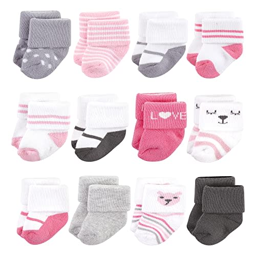 Hudson Baby Baby Girls' Cotton Rich Newborn and Terry Socks