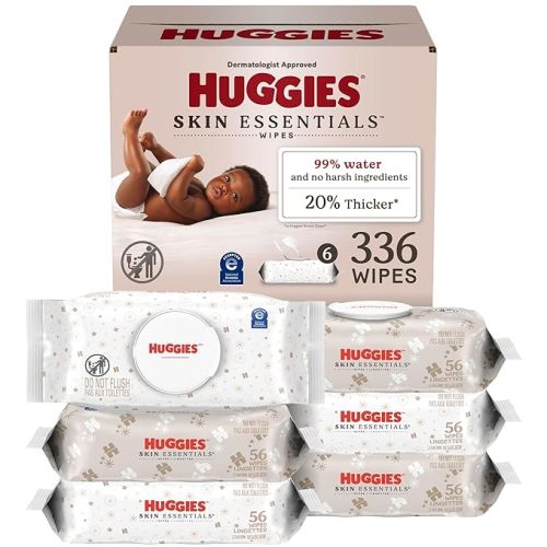 Huggies Skin Essentials Baby Wipes, Hypoallergenic, 99% Water, 15 Flip Top Packs (840 Wipes Total)