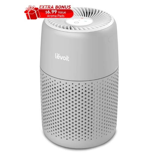 Levoit Core Mini-P 3-Stage Filter Air Purifier with Aromatherapy, Ideal for Rooms up to 255 sq ft, Gray
