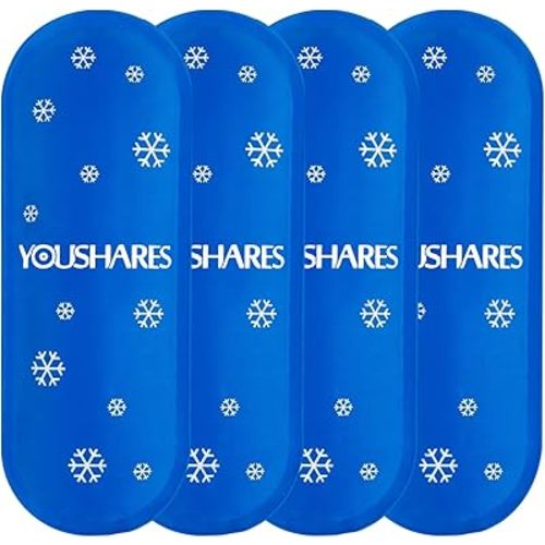 YOUSHARES Mini Ice Packs - Reusable, Thickened & Leak-proof Ice Pack for Insulin Cooler Travel Case, TSA Approved Ice Packs Suitable for Most Insulated Medication Travel Bag (4 Packs)