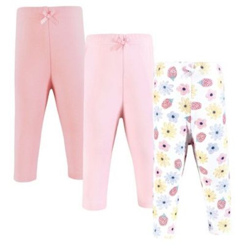 Hudson Baby Infant Girl Cotton Pants and Leggings, Strawberry Flowers, 3-6 Months