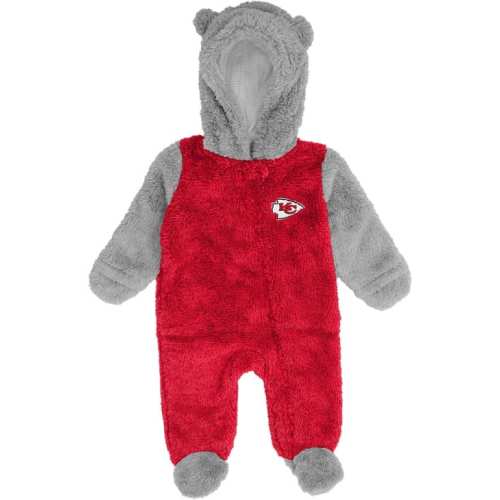 Kansas City Chiefs Red Baby Game Nap Teddy Fleece Romper Pajamas - 133410529