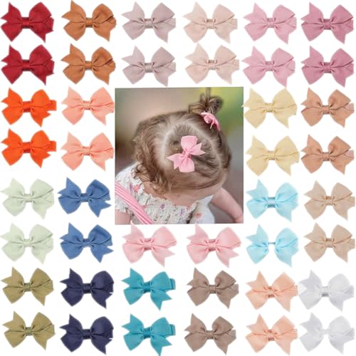 CLLOT Hair Clips for Girls - 42PCS Fully Lined Hair Bows Alligator Clips for Toddlers, Infants, Kids, 21 Color Pairs