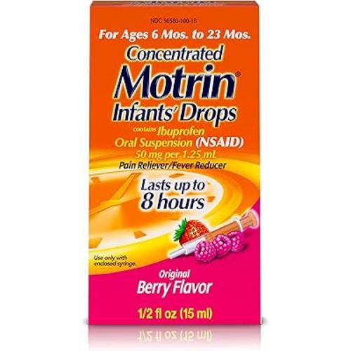 Infants' Motrin Concentrated Drops, Fever Reducer, Ibuprofen, Berry Flavored, 0.5 Oz, 2 Pack