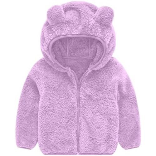 Toddler Baby Fleece Zip up Hoodie Girls Bear Ear Fuzzy Jacket Hooded Teddy Coat Winter Outwear Windproof Thicken Coat