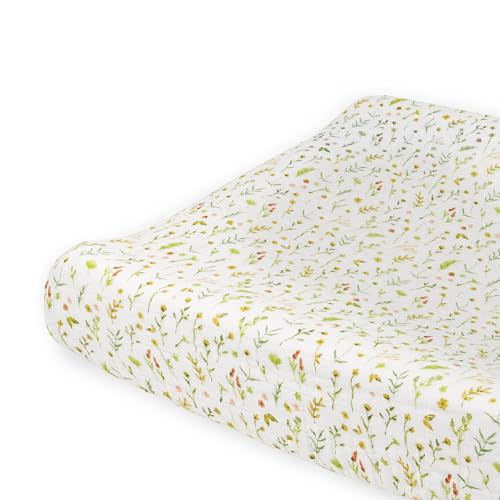 Little Unicorn Changing Pad Cover for Newborns & Infants | Soft & Breathable Muslin Fabric | Baby Diaper Changing Table Pad Cover (Floral Field)