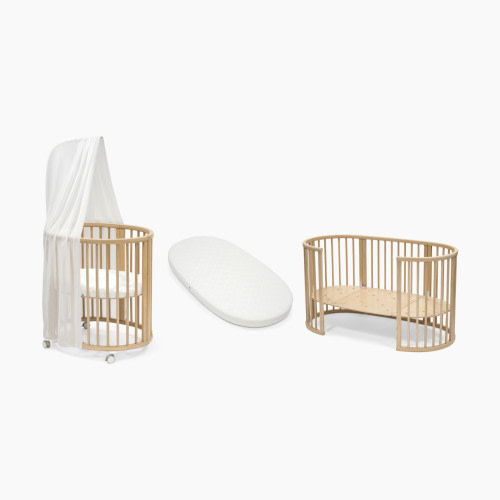 Stokke Sleepi3-in-1 Convertible Crib with Mattresses and Extension Kit - Natural/White