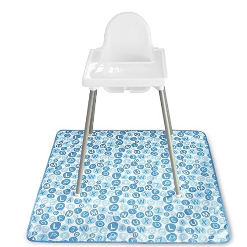 S&T High Chair Mat, Splat Mat for Arts, Crafts, Playtime, Water Resistant and Machine Washable, 42 Inch x 42 Inch, Alphabet Print, 343401