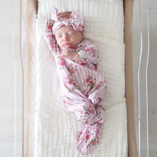 Shabby Chic Personalized Newborn Baby Knot Gown