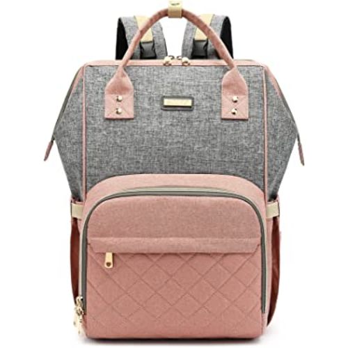 Diaper Bag Backpack, Diaper Bags for Baby Girls Boys, Baby Bags for Moms Dads, Nappy Changing Bag with Insulated Pockets,Multi-functional Waterproof Backpack with Stroller straps-Pink