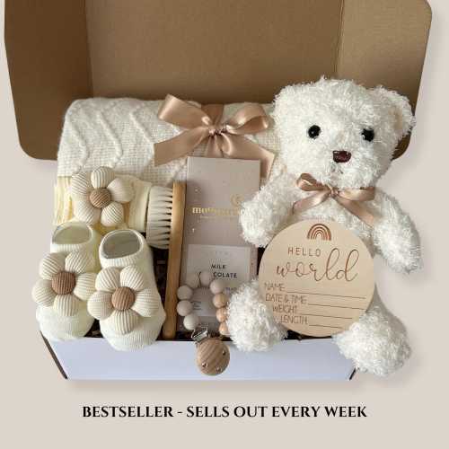 New Baby Girl Gift Box, Pink Baby Shower Gift Basket, Welcome Newborn Gift Set, New Mom Future Mom To Be Care Package, Congrats Push Present