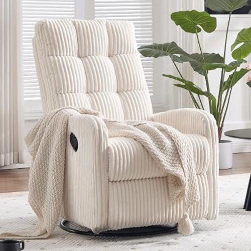 360° Swivel Glider Recliner, Nursery Rocking Chair with Adjustable Backrest