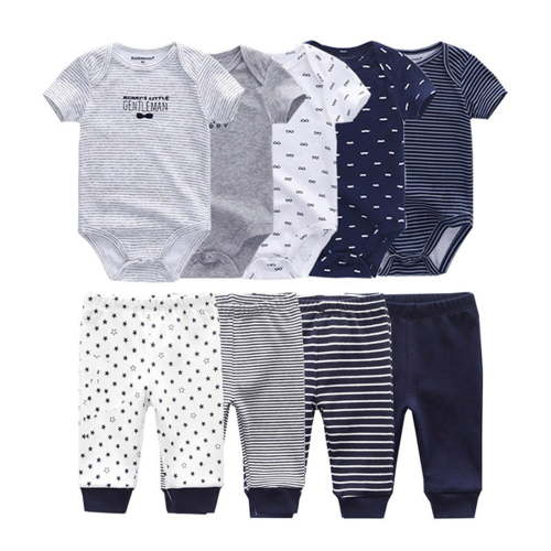 Falianni Baby Boy Girl Cotton Short Sleeve Bodysuit and Pants Gift Set, 9-Piece, Size:0-12M