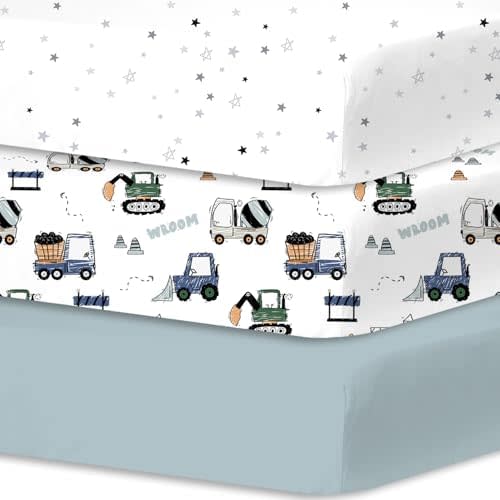 Plushii 3 Pack Baby Crib Sheets for Boys, 28"x 52"Cover for Crib Mattress