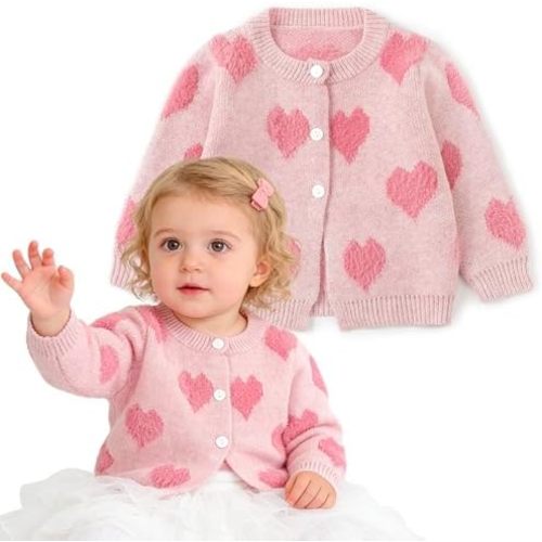 Simplee kids Baby Sweater Animal Leopard Heart Printed Baby Cardigan for Spring Autumn Fall