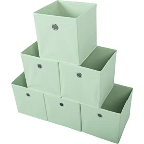 Amelitory Storage Bins Foldable Cube Organizer Fabric Drawer Set of 6 Light Green