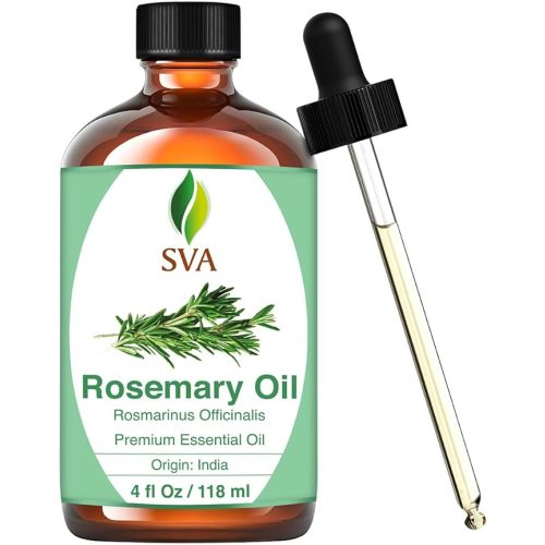 SVA Rosemary Essential Oil – 4 Fl Oz – 100% Natural Rosemary Oil for Hair, Face, Skin Care, Diffuser, Aromatherapy, Scalp, Body Massage, Soap and Candle Making – with Dropper