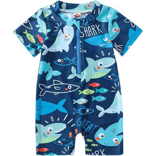Hnyenmcko Infant Baby Boy Girls Rash Guard Swimsuit Short Sleeve Zipper Bathing Suit Toddler One Piece Swimwear Sunsuit