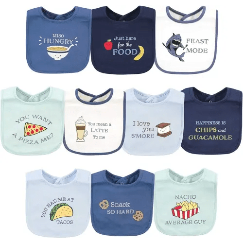 Hudson Baby Unisex Baby Cotton Bibs, Food Puns Boy, One Size