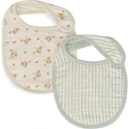Assorted 2-Pack Organic Cotton Muslin Baby Bibs